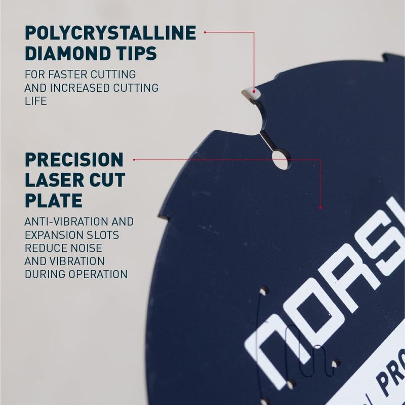 Norske Tools NCSBP284 12" 8 Tooth Polycrystalline Diamond (PCD) Hardie Fiber Cement Saw Blade - Image 2